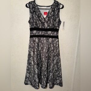 AA Studio AA Black Lace A Line Sleeveless Dress Size 4P Petite Above The Knee